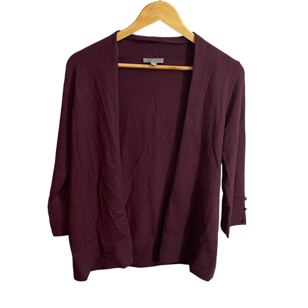 Evolution Cardigan Womens Small Open Front Button Sleeve Very Soft Casual